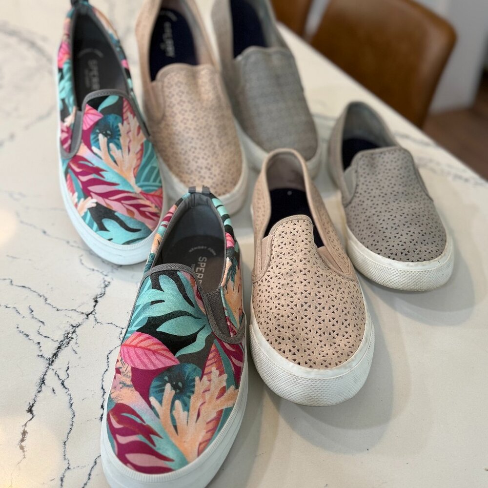 LOT OF 3 Sperry Top Sider Slip-Ons | Womens 8.5 9 | STS87481 STS82416 STS1882415